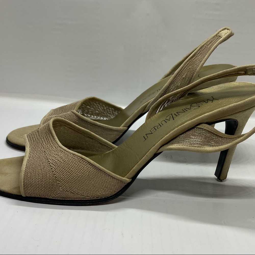 Yves Saint Laurent mesh gold heels 8.5 slingback - Picture 11 of 13